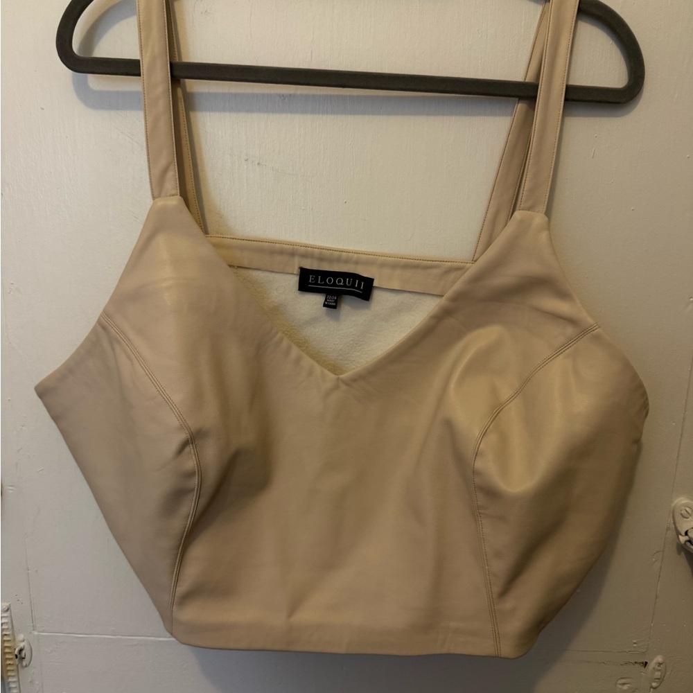 Eloquii Women's Faux Leather Cream Crop Top